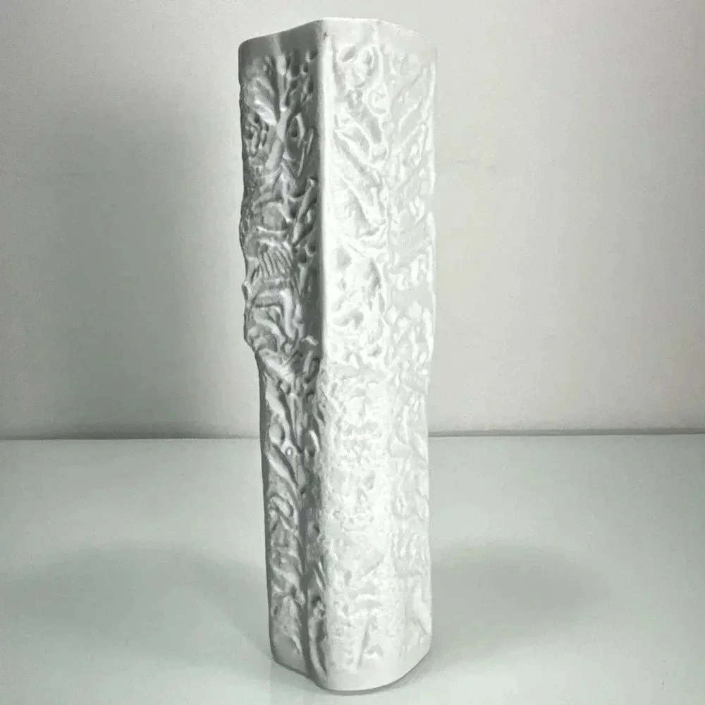 Schwahn‎ Lorenz Hutschenreuther Brutalist White Modernist Bisque Porcelain  Vase